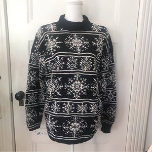 Yves Saint Laurent Rive Gauche Paris Merino Cashmere Pullover Snowflake Sweater